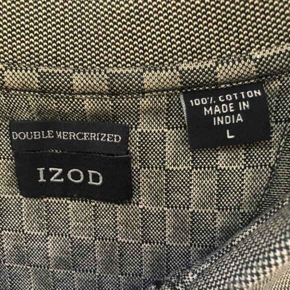 IZOD Mens  Polo Shirt Textured Greenish/Grey Lg - Picture 4 of 10